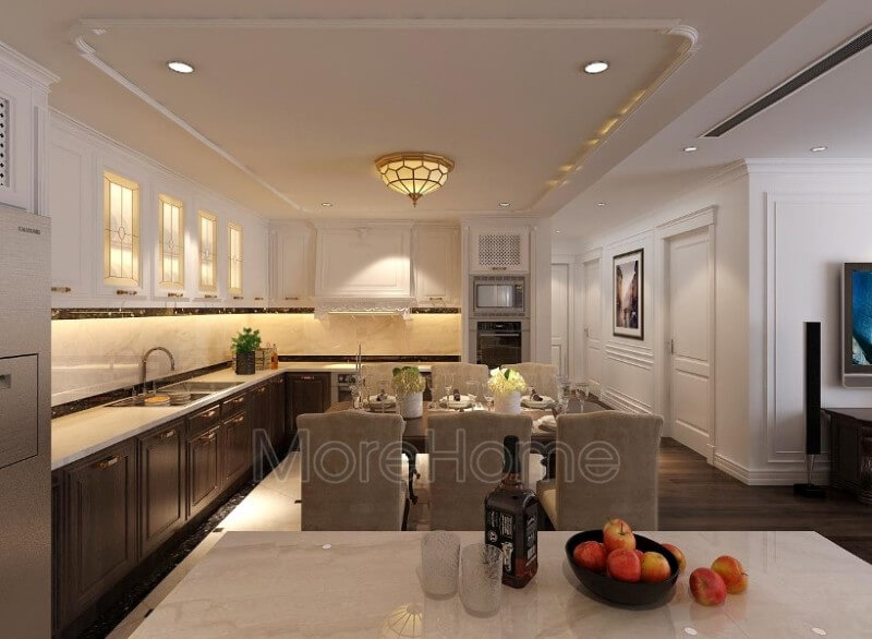 Không gian dùng bữa ấm áp và sang trọng với mẫu bàn ăn 6 chỗ. Mẫu bàn ăn tân cổ điển tinh tế và sang trọng