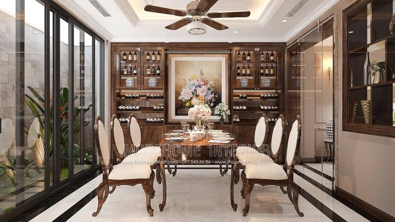 Mẫu bàn ăn gỗ tự nhiên với thiết kế tân cổ điển dành cho 6 người tạo sự thoải mái thưởng thức bữa cơm ngon Mẫu bàn ăn tân cổ điển tinh tế và sang trọng