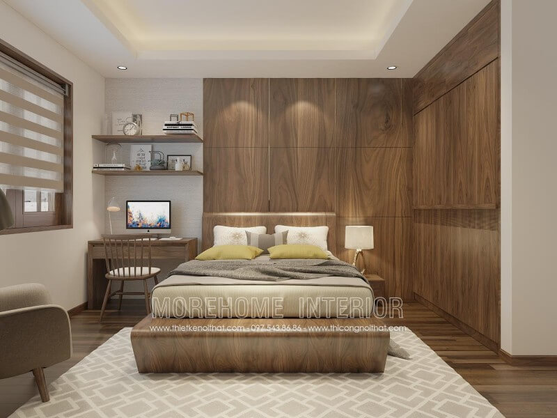 Mẫu giường ngủ hiện đại gỗ óc chó được cung cấp bởi Morehome. Liên hệ 097.543.8686 (Mr.Chính) để được hỗ trợ báo giá và sản xuất giường ngủ sang trọng này nhé