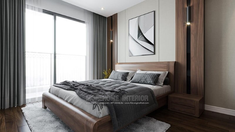 Giường ngủ gỗ óc chó tự nhiên nhập khẩu cao cấp cho chung cư Imperia Sky Garden Minh Khai Hà Nội Mẫu giường ngủ gỗ óc chó tự nhiên sang trọng