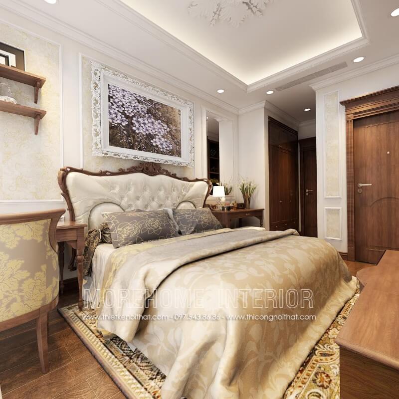 Giường ngủ gỗ óc chó phong cách tân cổ điển, từng đường cong tinh tế, sắc nét mang đến một không gian sang trọng và tinh tế hơn cả Mẫu giường ngủ gỗ óc chó tự nhiên sang trọng