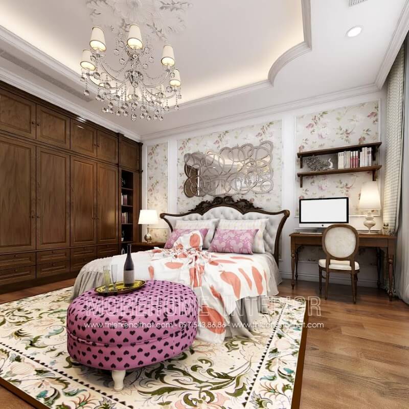 Morehome nhận thiết kế và thi công sản xuất tủ quần áo gỗ óc chó tân cổ điển chất lượng cho biệt thự tại tất cả các tỉnh thành trên cả nước Thiết kế nội thất đồ gỗ óc chó