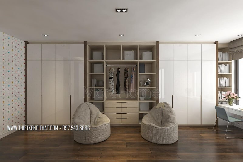 Tủ quần áo kết hợp kệ trang trí Tủ quần áo kết hợp kệ trang trí