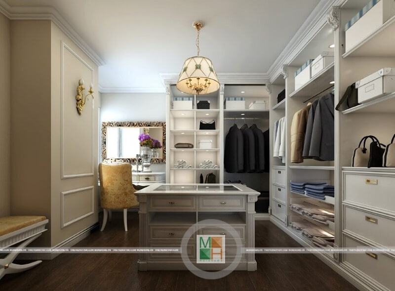 Tủ quần áo kết hợp kệ trang trí Tủ quần áo kết hợp kệ trang trí
