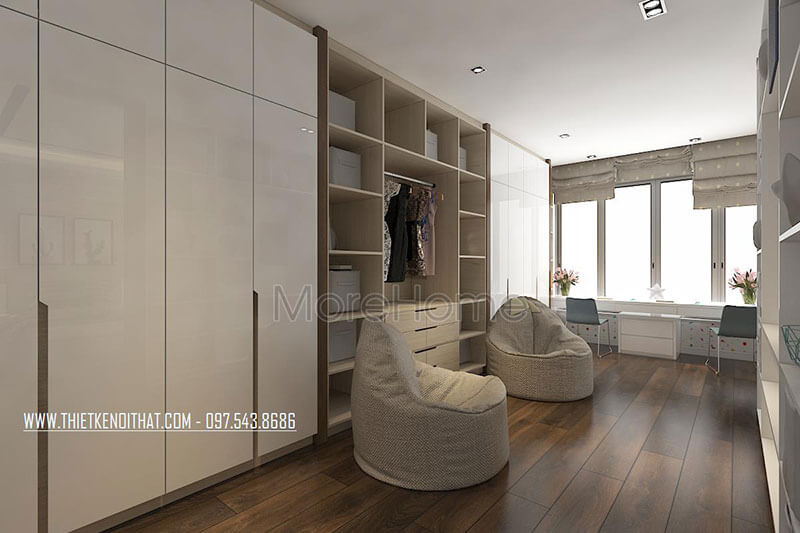 Tủ quần áo kết hợp kệ trang trí