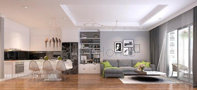 Thiết kế nội thất phòng bếp chung cư đẹp