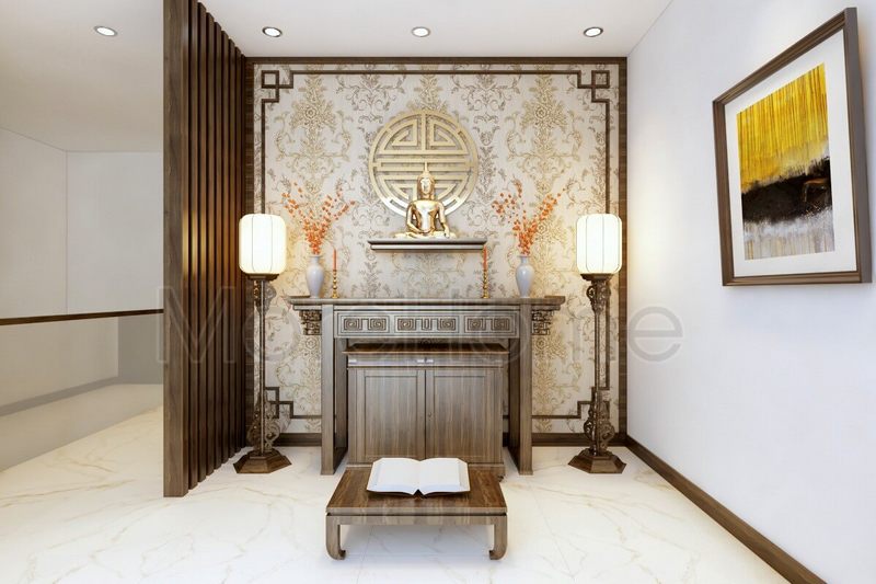 Lựa chọn giấy dán tường cho phòng thờ với họa tiết cổ điển độc đáo, sang trọng