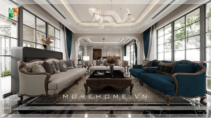 sofa gỗ sồi giả vân óc chó