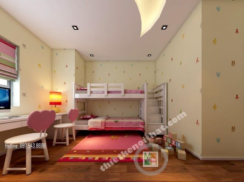 Thiết kế nội thất phòng ngủ trẻ em chung cư phong cách hiện đại