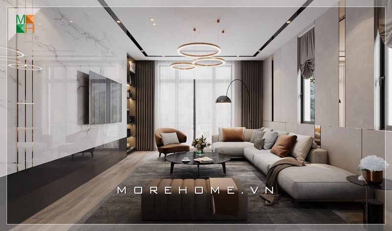 Mẫu bàn trà mặt kính hình tròn tăng thêm độ tiện nghi cho căn phòng khách
