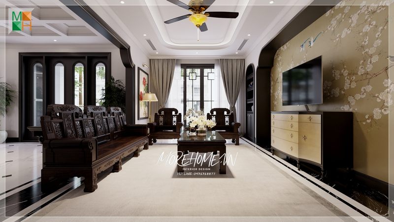 Ghế gỗ phòng khách được làm từ nguyên liệu gỗ óc chó có mùi thơm nhẹ dễ chịu, khiến bạn cảm thấy thoải mái khi bước vào phòng.