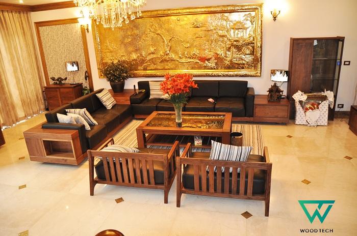 Bộ bàn ghế gỗ óc chó phòng khách
